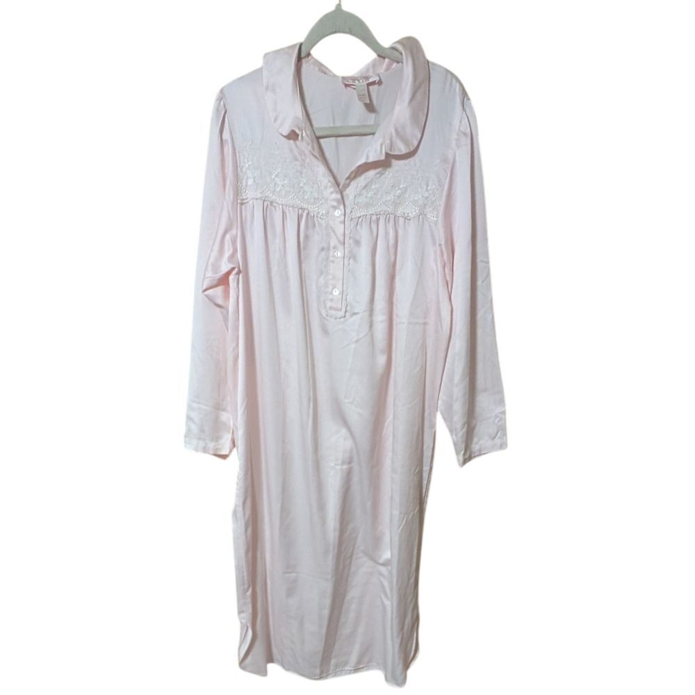 Vintage Oscar de la Renta pink label night gown size Large embroidered long